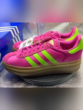 adidas Gazelle Bold Platform Sneakers JI2705 Pink Green Women's 8 NWT